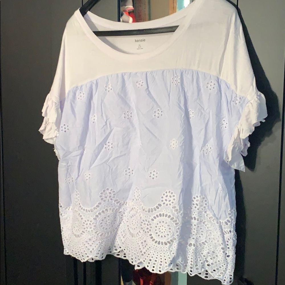 kensie Mixed Media Blouse